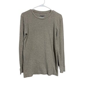 Jachs MFG Kids Boys Large Tan Waffle Knit Thermal Long Sleeve Shirt Crew Neck